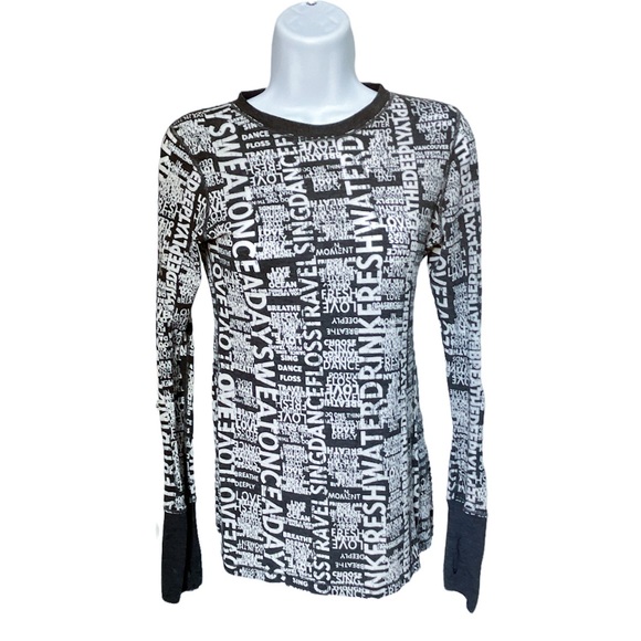 LULULEMON Manifesto Long Sleeve Top Grey/White Love Sweat - Live Near the Ocean - Picture 1 of 3